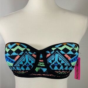 Bikini Nation Strapless UW Geometric Bikini Top NWT Size L JR SKU0930